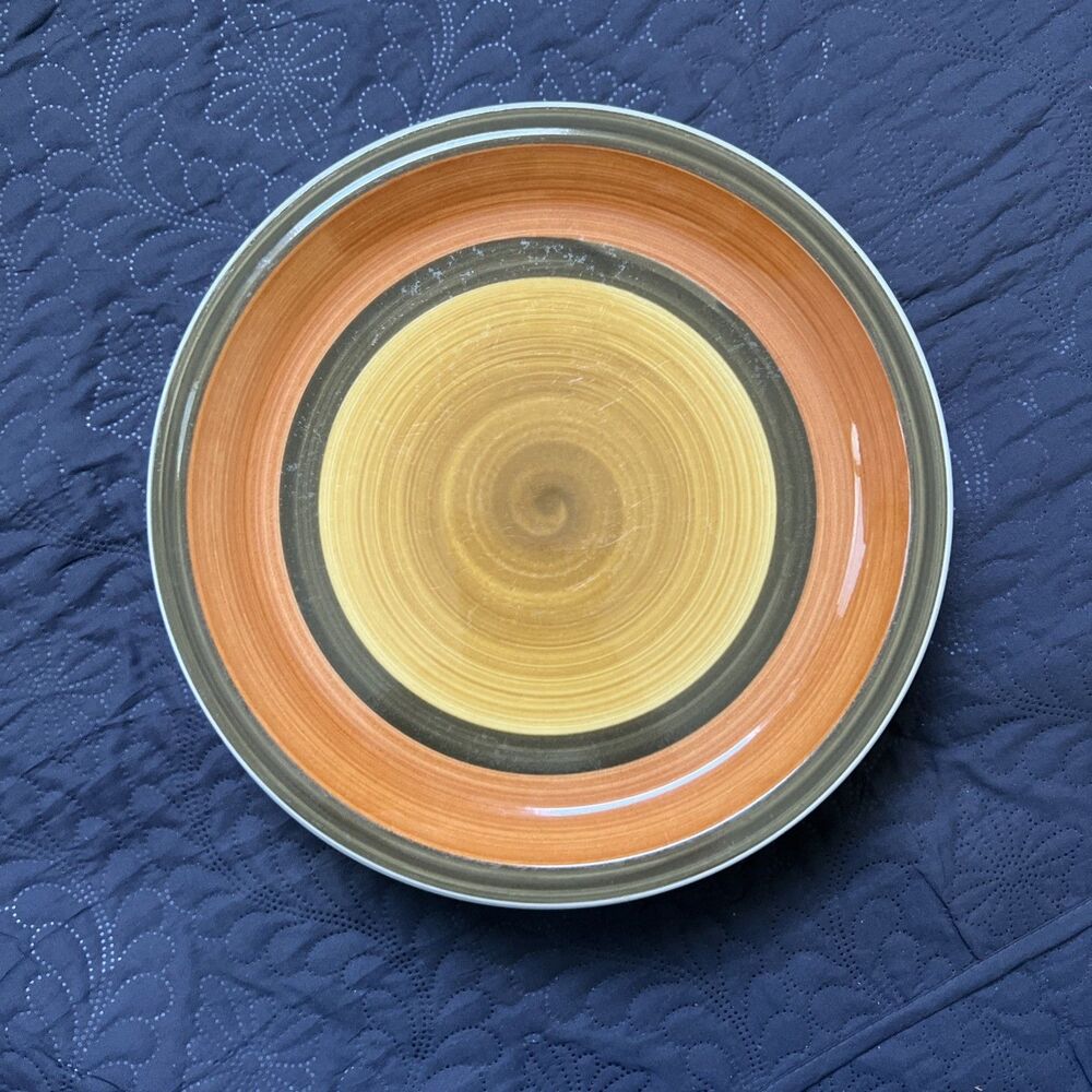 VTG La Lorento 4114 Detergent Proof Handpainted 10.5" Dinner Plate 1980 7pc Set